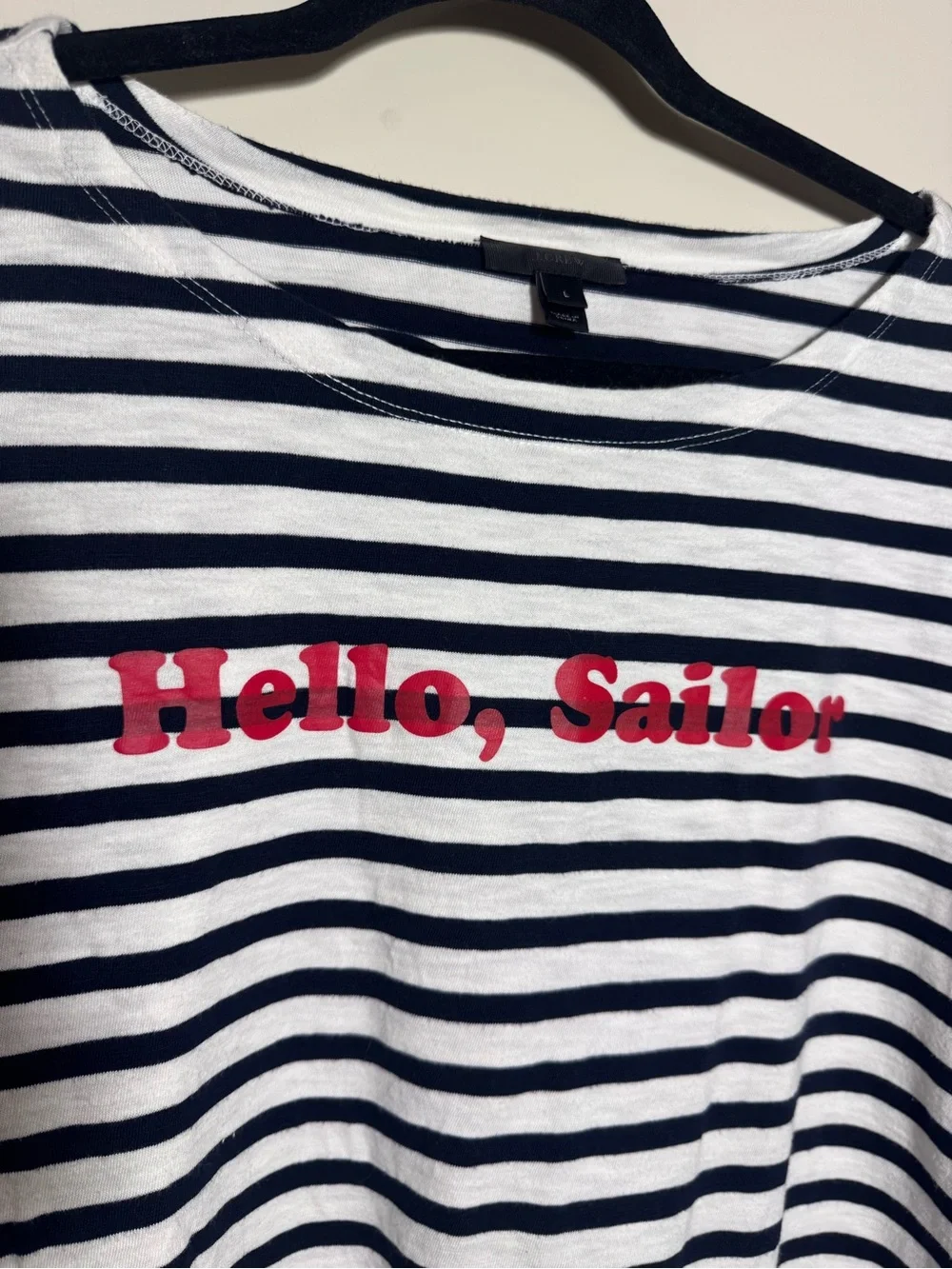 J.CREW Hello, Sailor Striped Boat Neck Long Sleeve 100% Cotton T-Shirt L